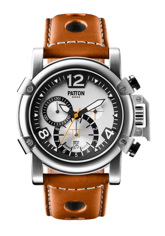 CHRONO - Steel - Brown - Leather - 42mm