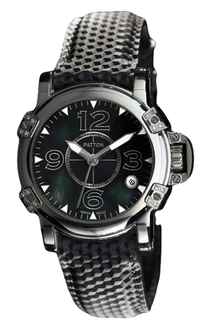 LADY - Two - Black - Leather - 38Mm - 16 Diamonds